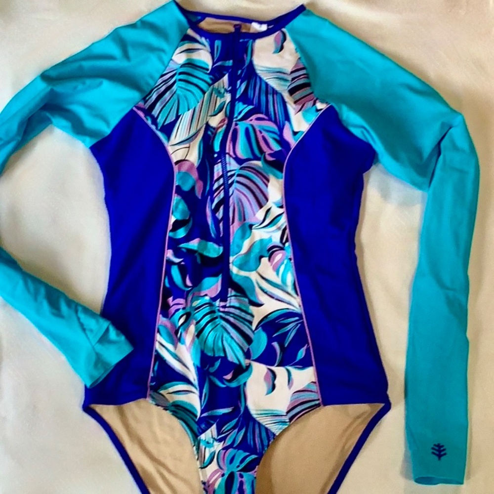 Coolibar Blue and Purple Women's Swim One Piece